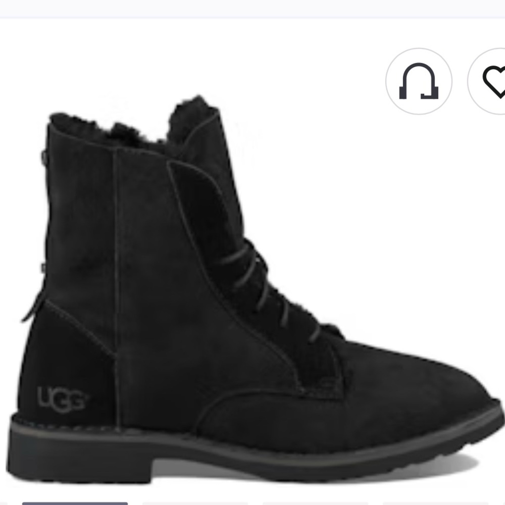 UGG SIZE 8.5 Women's Black Winter Boots 100%wool y poliéster